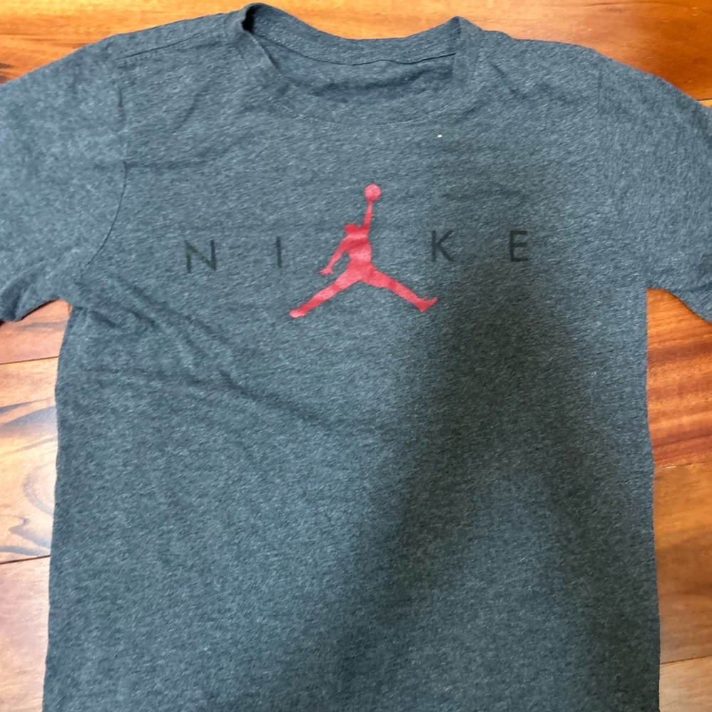 Nike Kids Charcoal Tee with Red Jumpman
